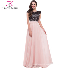 Grace Karin Vestido de noche Lace Chiffon Elegant Robe De Soiree Longue Formal Gowns Party Long Evening Dress CL6152